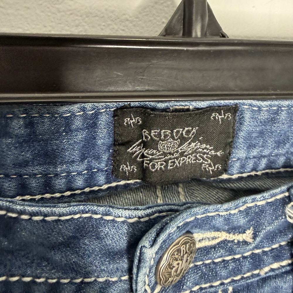 Express Rerock bootcut jeans sz 2R low rise medium wash stretch blue Y2K grunge - Picture 5 of 9